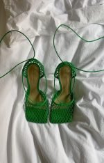 Босоніжки зелені сітка Bottega Veneta
